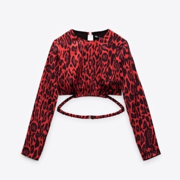 Zara Tops Zara Red Cheetah Print Crop Top Poshmark